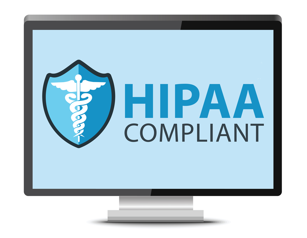 HIPAA compliant on desktop monitor